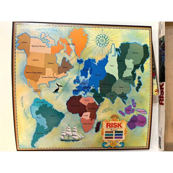 Vintage 1975 Risk Board Game Parker Brothers Complete Pieces Map Cannon Art - Picture 2 of 4